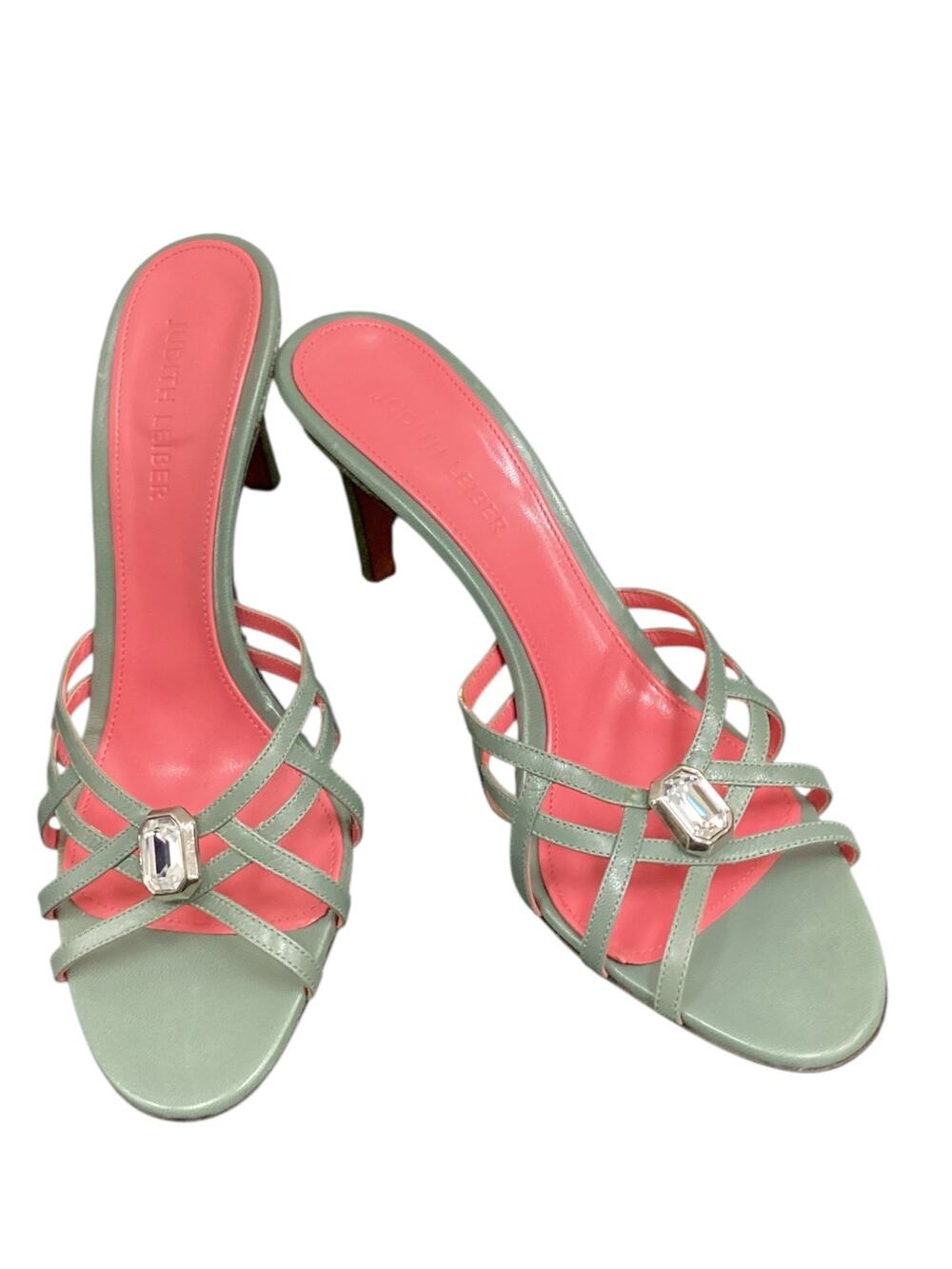 Judith Leiber Jade Green Kitten Heels